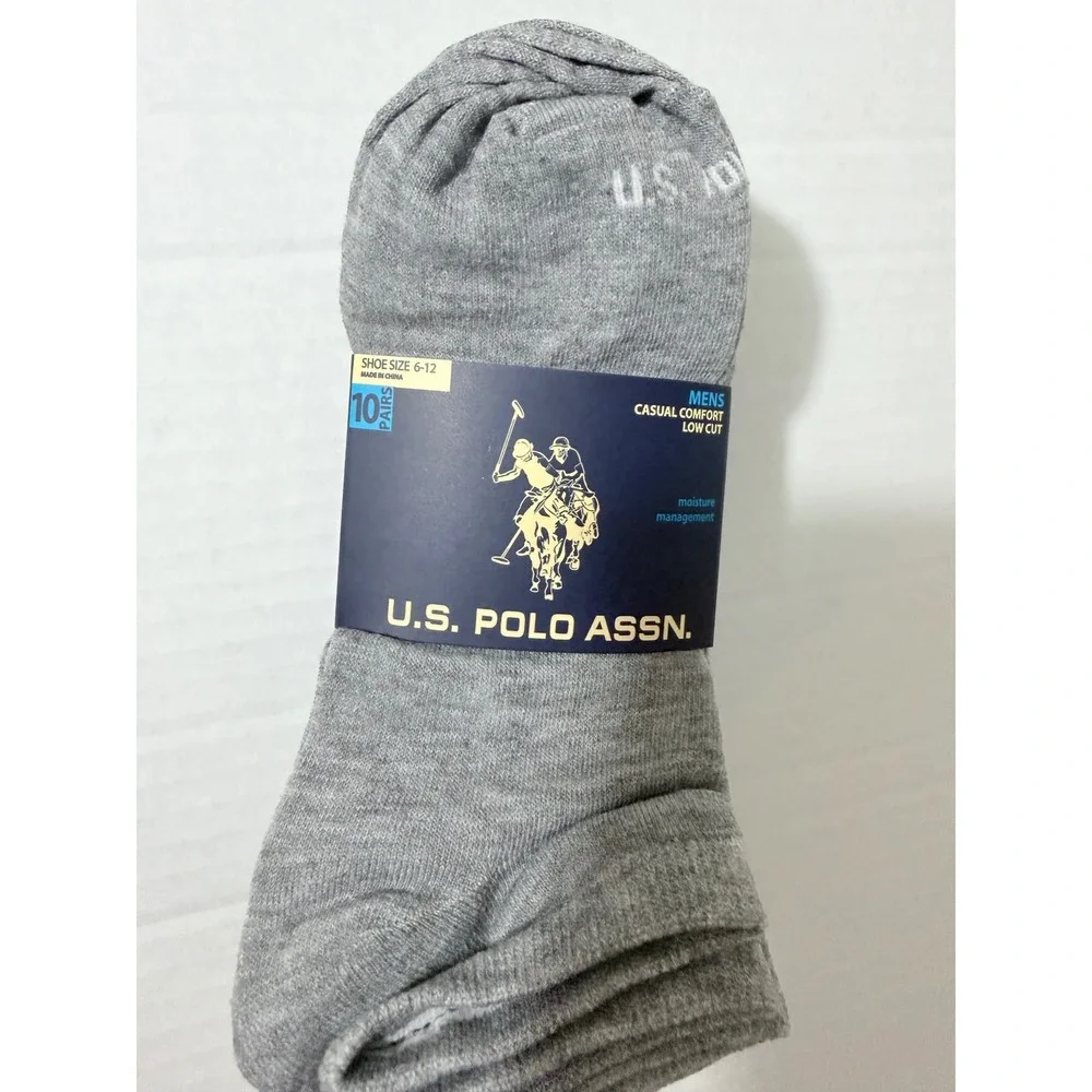 US Polo Assn Mens 30 Pair Low Cut Socks Gray Casual Comfort Shoe Size 6-12 Lot